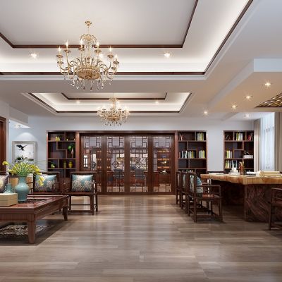 新中式老总办公室休闲区