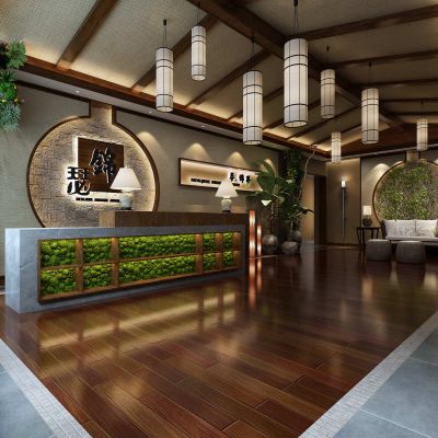 中式、东南亚风格宾馆前台