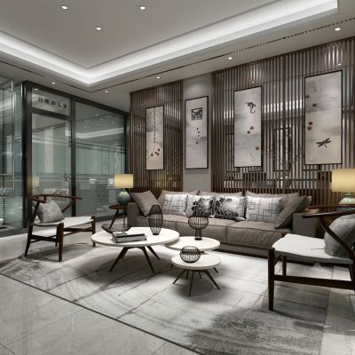 新中式办公室大厅