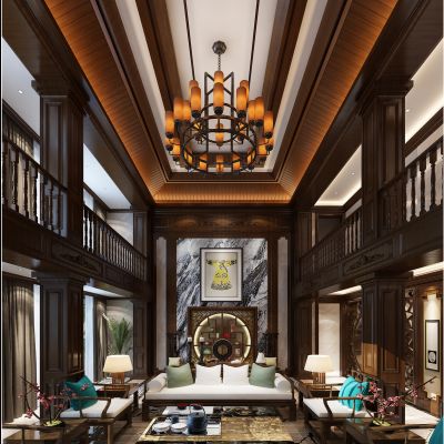  中式风格别墅大堂