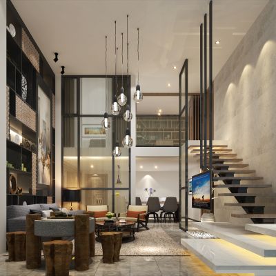 现代风格别墅大堂