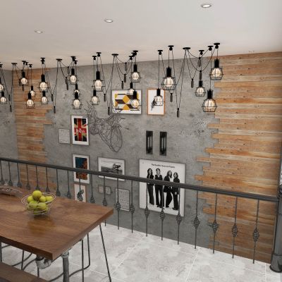 loft工业风挑高别墅客厅空间