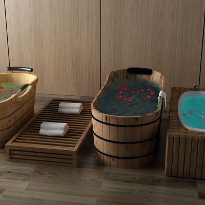 浴缸，淋浴，木桶