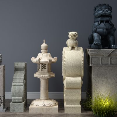 石雕，石狮子，石鼓