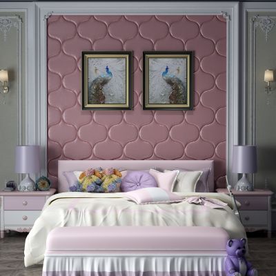 背景双人床，床头背景