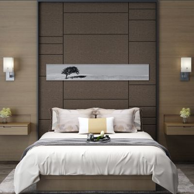 背景双人床，床头背景