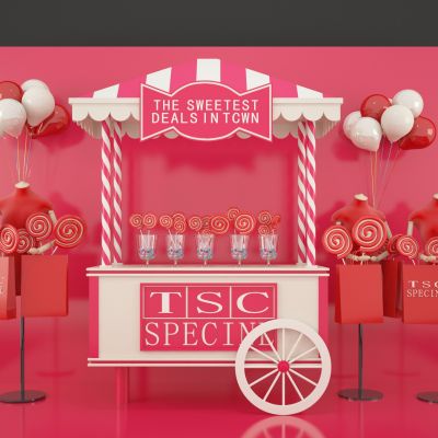 红色糖果货架车