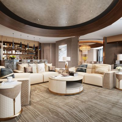 现代酒店大堂大厅休闲区