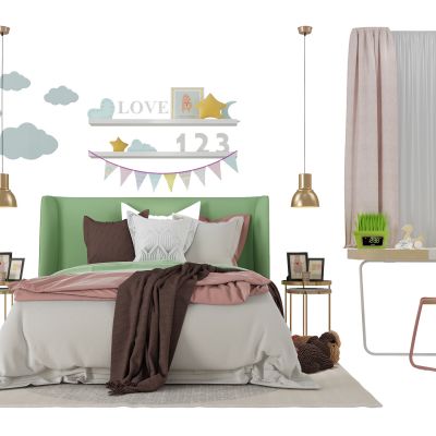 北欧儿童房卧室单体