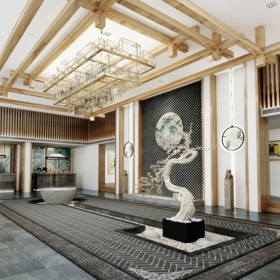 新中式盆栽大堂门厅