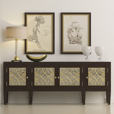 美式古典邊柜組合