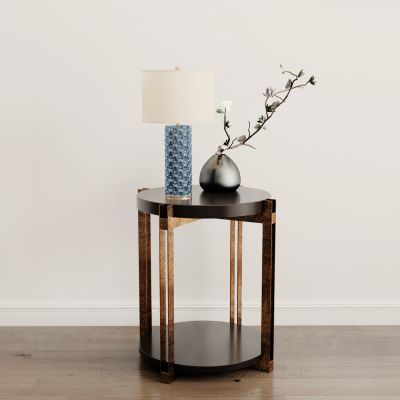 现代圆几台灯花瓶组合