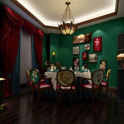 美式酒店包间3D模型