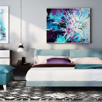 现代双人床、床头柜组合