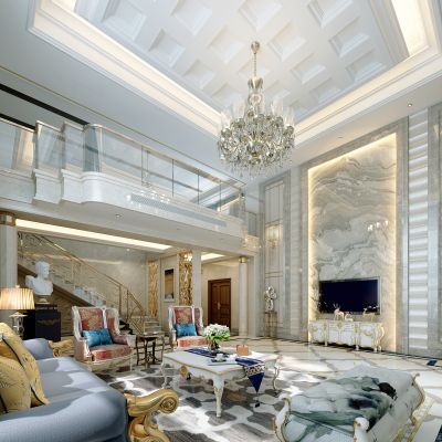 后现代轻奢别墅客厅