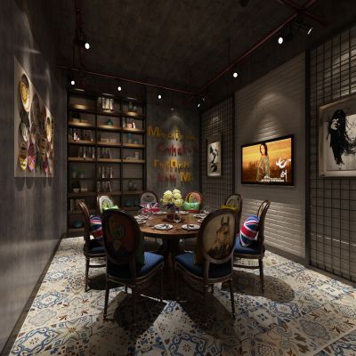 美式酒店包间3D模型