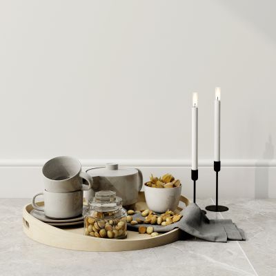 现代食物厨具蜡烛摆件组合