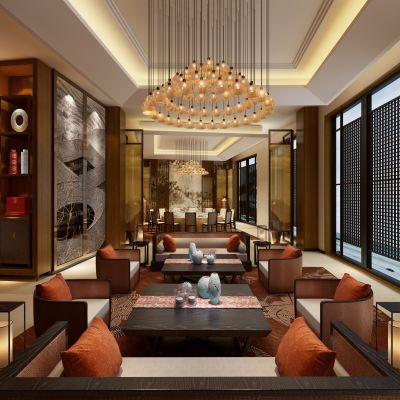 中式酒店包间3D模型