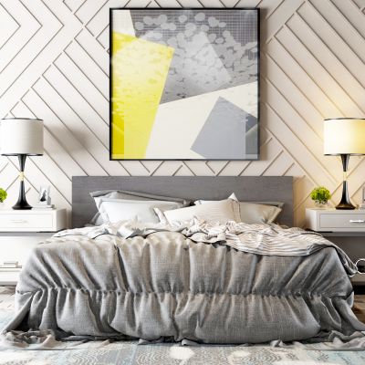 现代布艺双人床