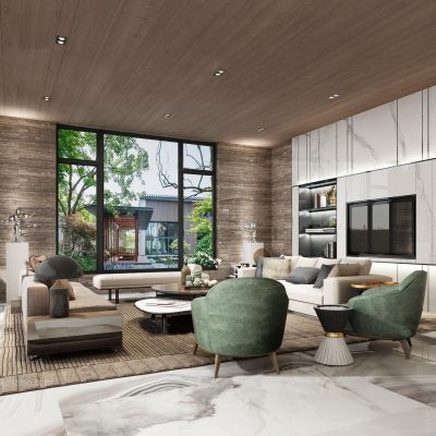 现代别墅客餐厅