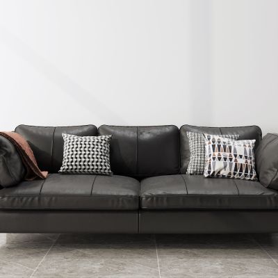 现代黑色多人沙发