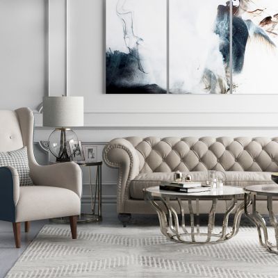 美式沙发茶几组合