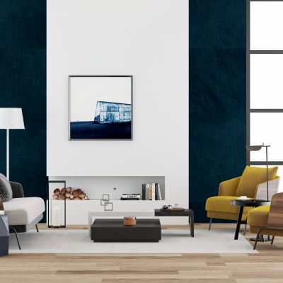 现代布艺多人沙发茶几组合