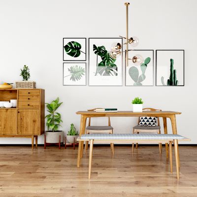 北欧实木餐桌椅餐边柜组合