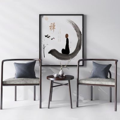 中式禅意单人实木桌椅组合