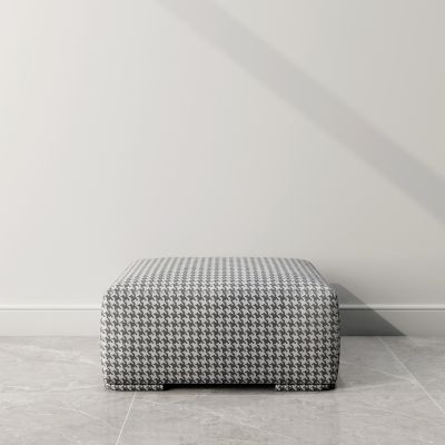 现代单人布艺格子沙发凳