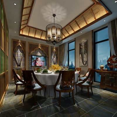 东南亚风饭店包间