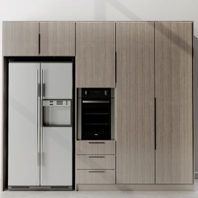 现代简约橱柜冰箱烤箱组合