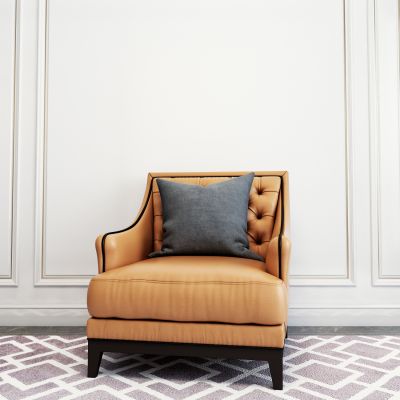 简欧棕色单人沙发