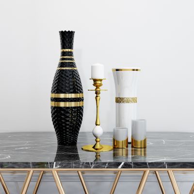 现代烛台瓷器摆件组合
