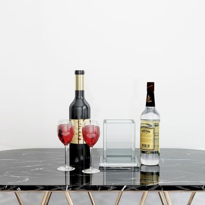 现代酒瓶酒杯摆件