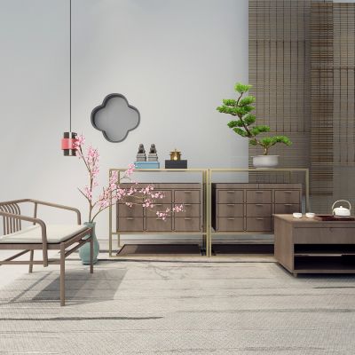 新中式边柜单椅组合