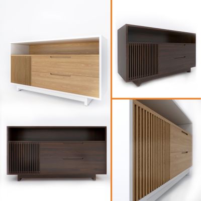 新中式木纹边柜