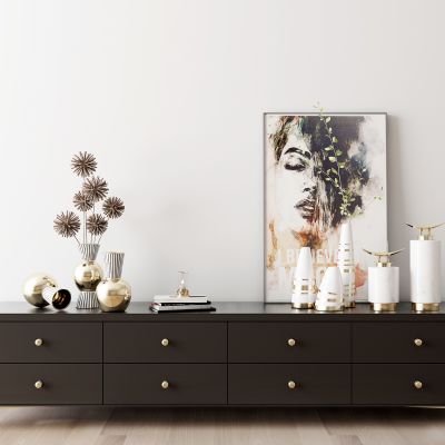 现代装饰画电视柜摆件组合