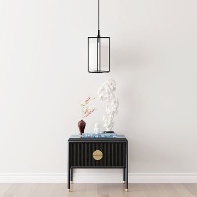 新中式边柜摆件吊灯组合