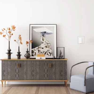 新中式摆件单椅装饰柜组合