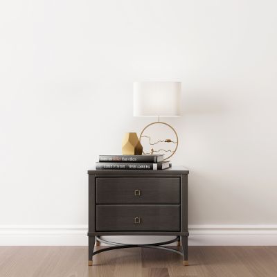 新中式床头柜台灯摆件组合