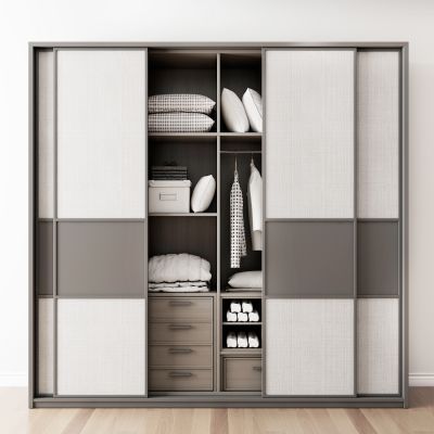 现代商务衣柜衣服抱枕组合