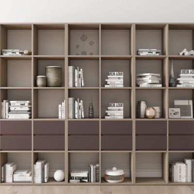 现代实木书柜摆件书籍组合