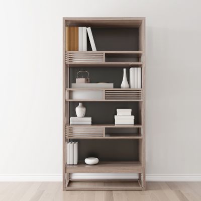 新中式实木书柜书籍摆件组合