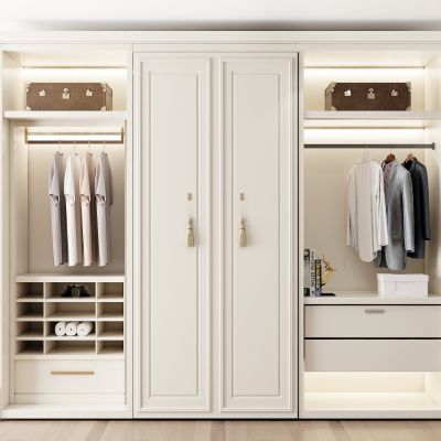 简欧白色衣柜摆件组合