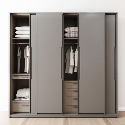 现代黑色衣柜组合