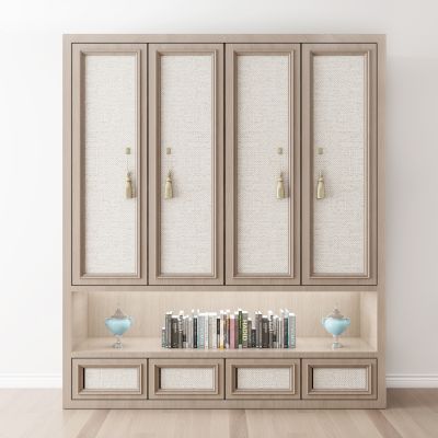 新中式衣柜书籍摆件组合