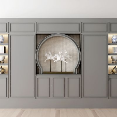 新中式书柜摆件瓷器组合