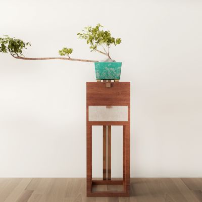 新中式端景台盆栽组合