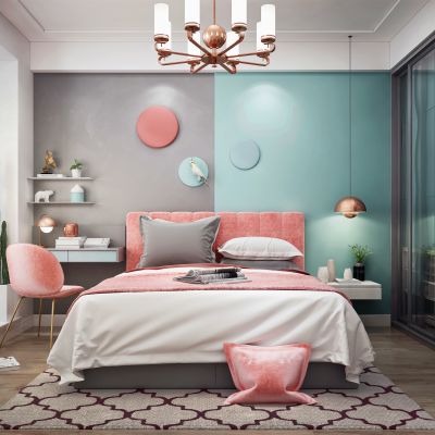 北欧小清新卧室 移门衣柜